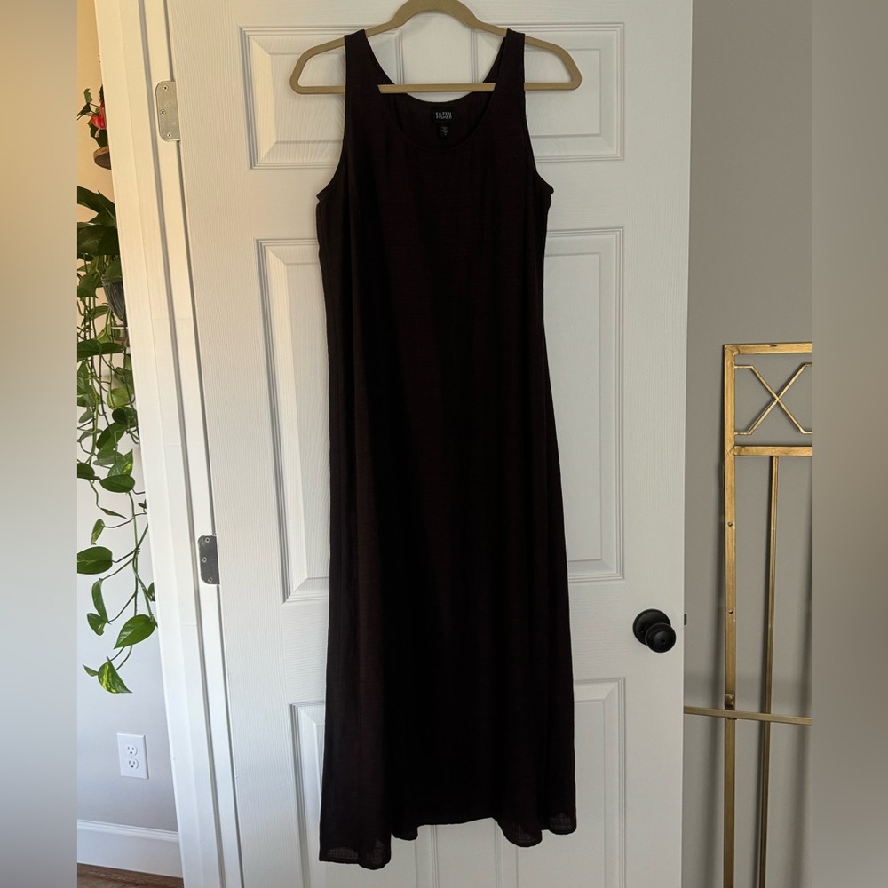 Eileen Fisher Linen Dress in Deep Brown